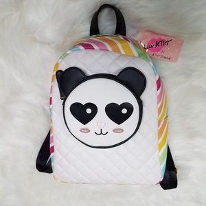 New Betsey Johnson Panda Backpack Kitsch Rainbow
